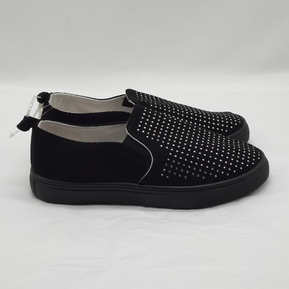 Tahari Girl's Shoes Size 1 Black Rhinestone Embellished Loafer Sneaker
